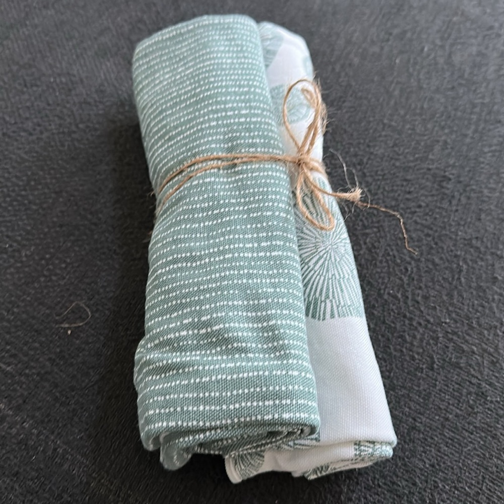 Green and White Patterned Textiles